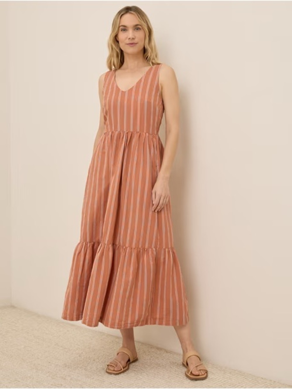 Pact Canopy Linen Blend Easy Tank Dress in Hermosa Stripe